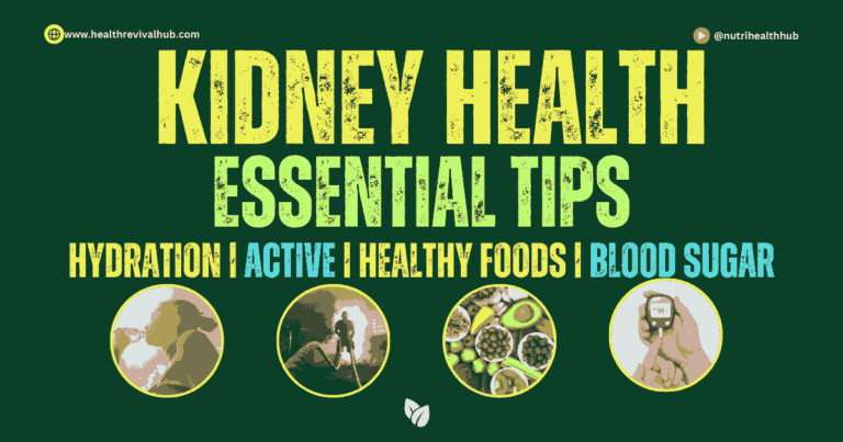 Healthy kidneys illustration with icons representing hydration, exercise, and balanced diet for optimal kidney health.